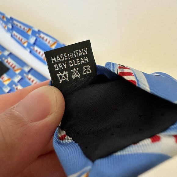 DUNHILL Neck Tie Mens Light Blue Geometric Light House Luxury Silk Preppy Work - Picture 8 of 9